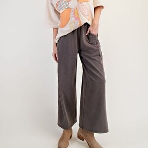Easel MINERAL WASHED TERRY KNIT PANTS
